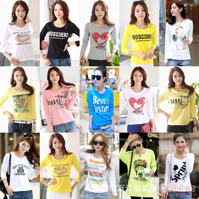 【自主品牌2017秋季長袖t恤女裝外貿原單韓版女式T恤廠家直銷長袖打底衫女裝長袖】東莞市萬江德韻服裝銷售部 - 產品庫